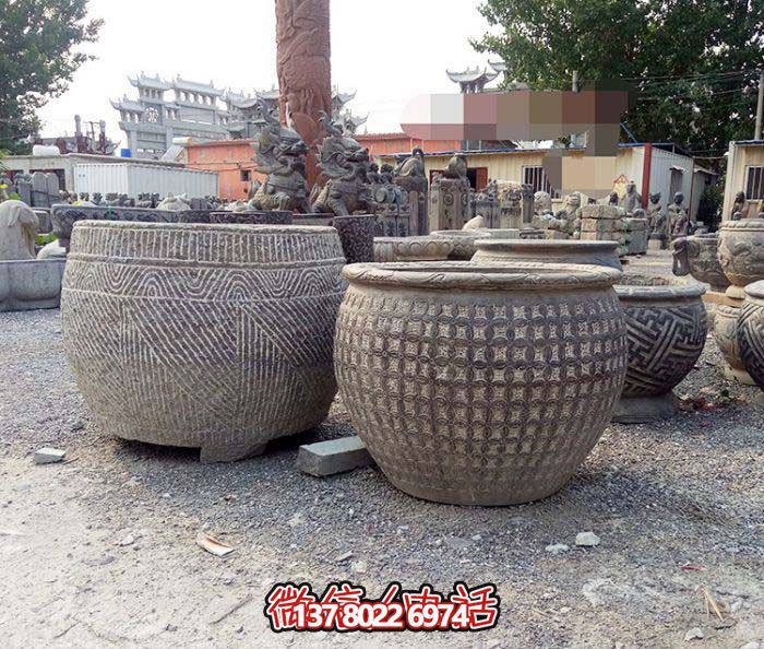 经典雅致的庭院景观精致理石浮雕水缸雕塑