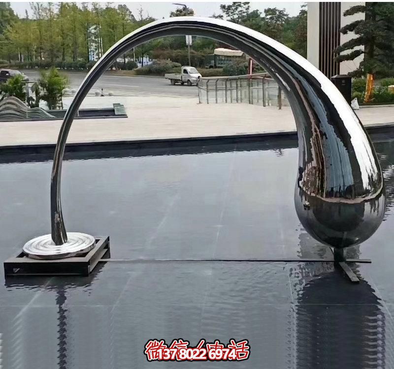 创意抽象池塘雕塑——给公园水滴般的生机