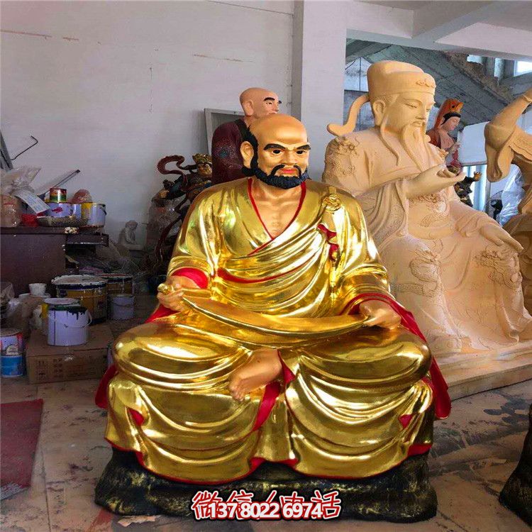 玻璃钢彩绘十八罗汉神佛雕塑