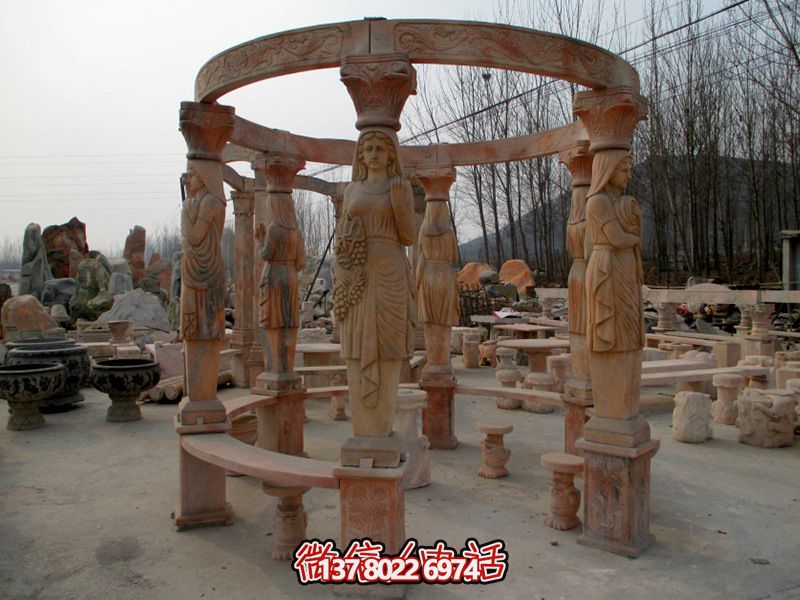 欧式凉亭，圆形露天人物石柱摆放城市广场装饰