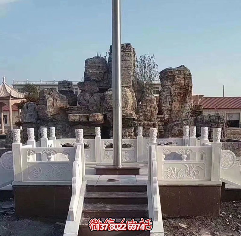 企业专属大理石浮雕围栏升旗台