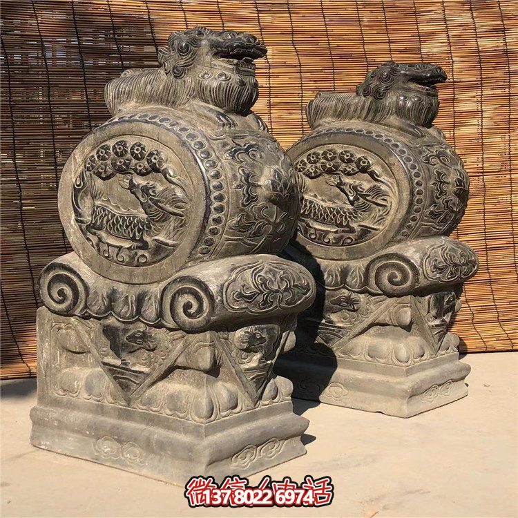 仿古石门墩，精致唯美