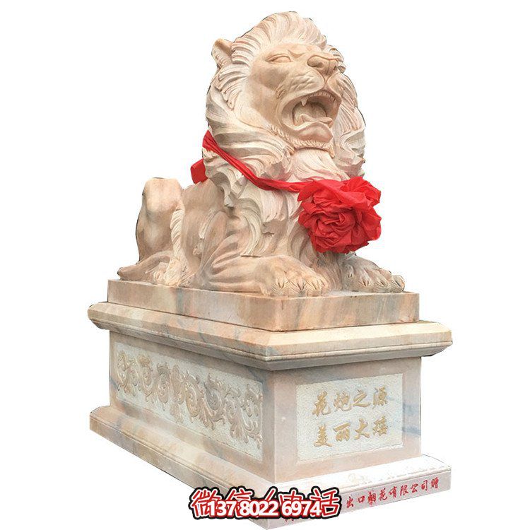 狮子大理石雕塑摆件，精美园林景观装饰