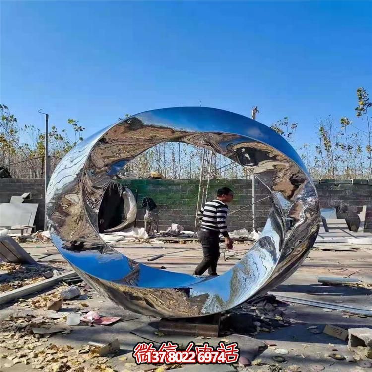 大型不锈钢镜面发光镂空雕塑景观摆件
