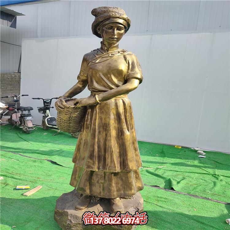 精美玻璃钢民俗仿铜人物雕塑