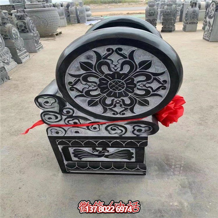 古典风格天然大理石浮雕花纹仿古建筑庭院门口抱鼓石门墩