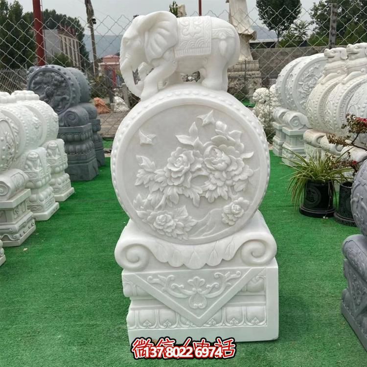 精美汉白玉石雕镇宅抱鼓石雕塑
