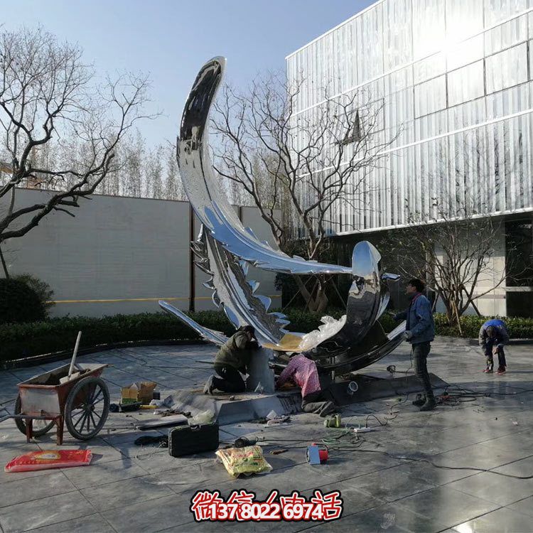 大型镜面不锈钢羽毛创意小品雕塑摆件