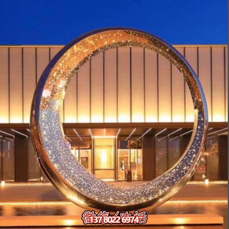 不锈钢酒店圆环喷泉水景摆件