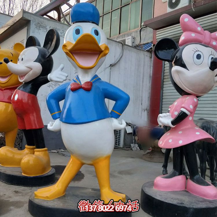 玻璃钢米老鼠唐老鸭雕塑——艺术品陈列精美商厦装饰