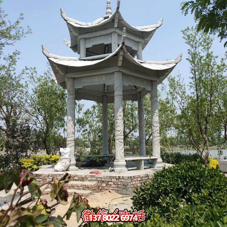 经典精美的花岗岩石雕凉亭