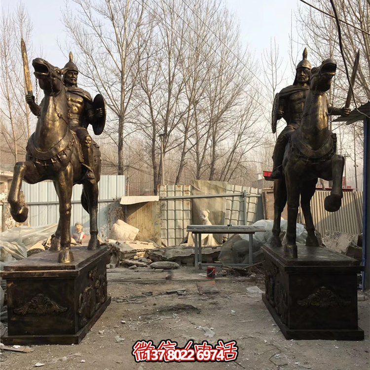 西方古典风格铜雕骑马战士雕塑