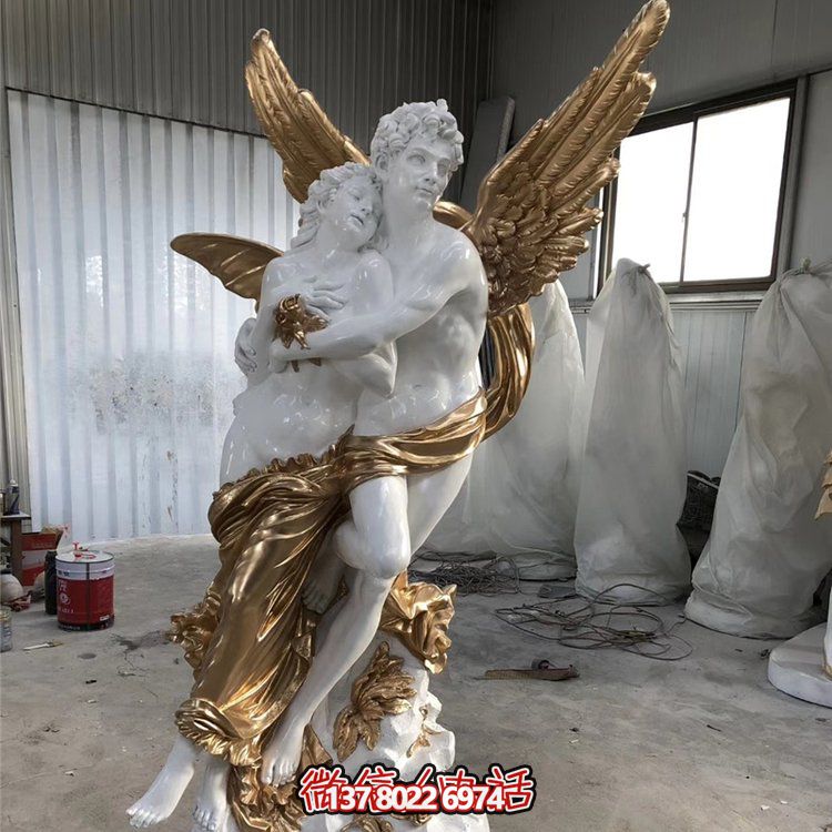 创意西方风格户外玻璃钢天使雕塑