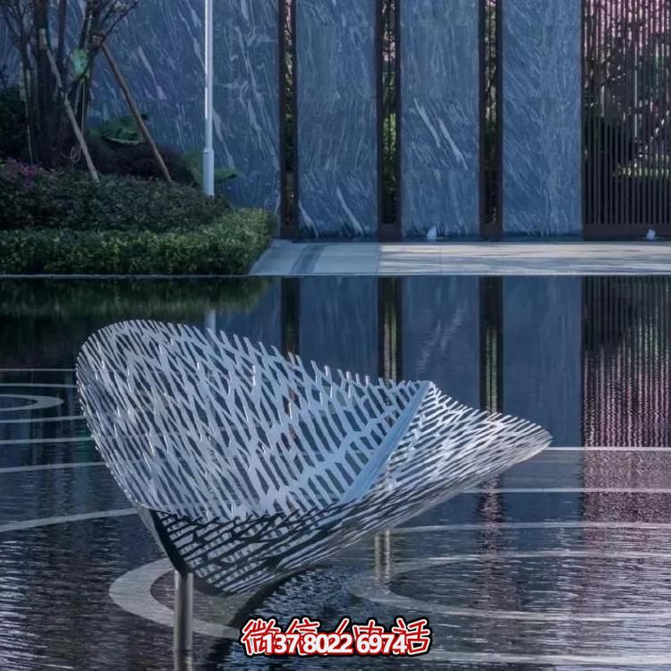 不锈钢喷泉水景园林大型镂空户外树叶装饰