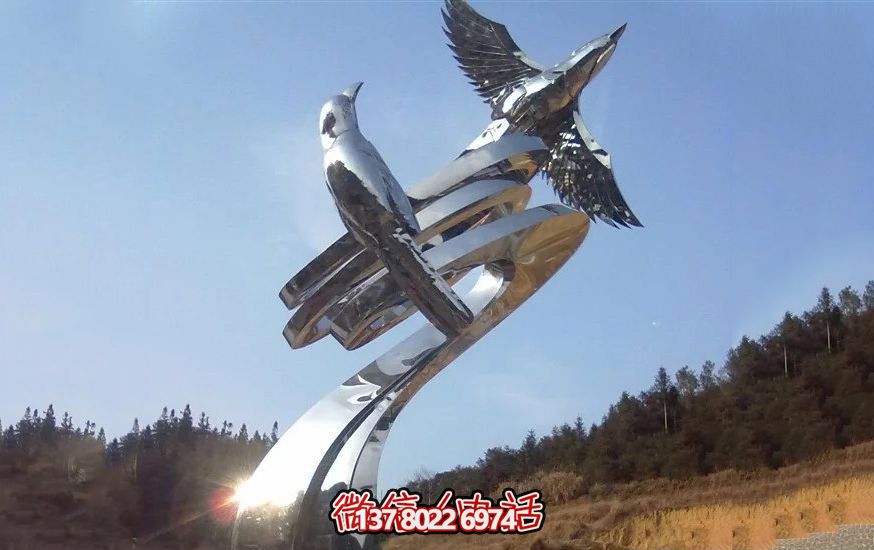 不锈钢和平鸽雕塑，营造和谐的园林景观