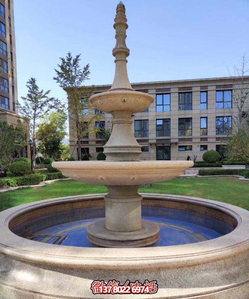 事业单位简约大理石喷泉雕塑