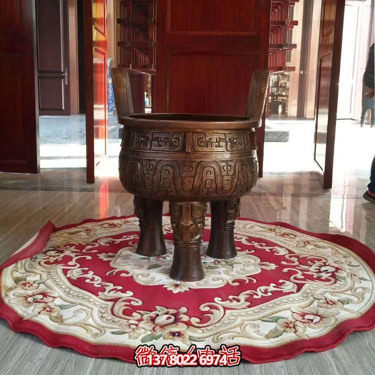 纯铜鼎仿古香炉摆件，圆润家居装饰