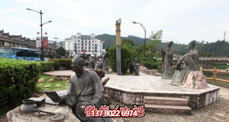 古典玻璃钢雕塑铜仿男子读书雕塑