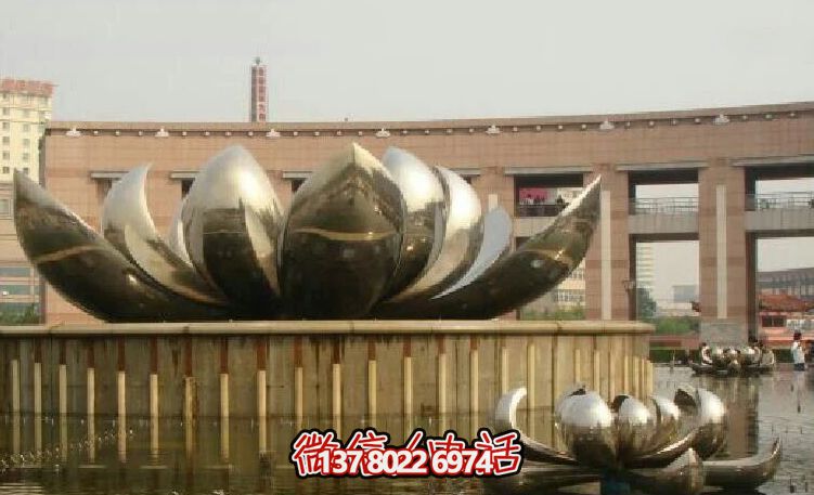 不锈钢荷花雕塑，美化家园，增添小区公园户外环境