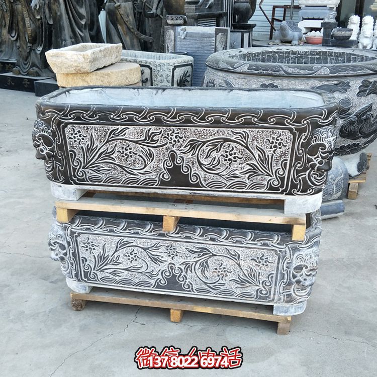 青石老招财装饰景观养鱼石槽