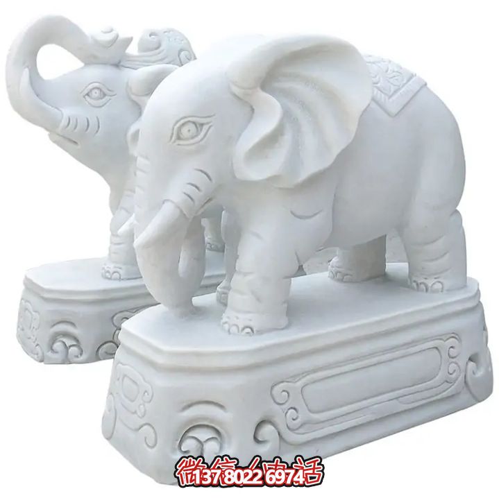 汉白玉大象仿真雕塑，为公园景区增添特色