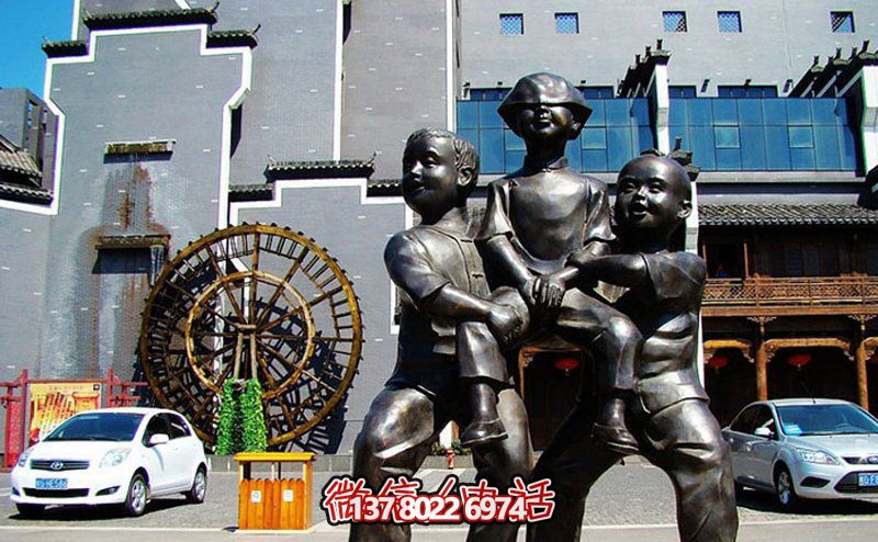 儿童趣味小品铜雕街道雕塑