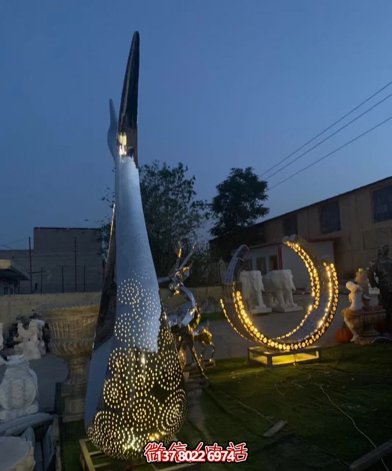 城市花园装饰照明创意抽象雕塑天鹅