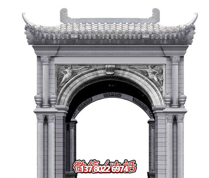 欧式中式创意青石牌坊门楼雕塑
