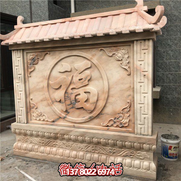 福运红石雕晚霞影壁——为你的别墅小区门口带来祥和之美