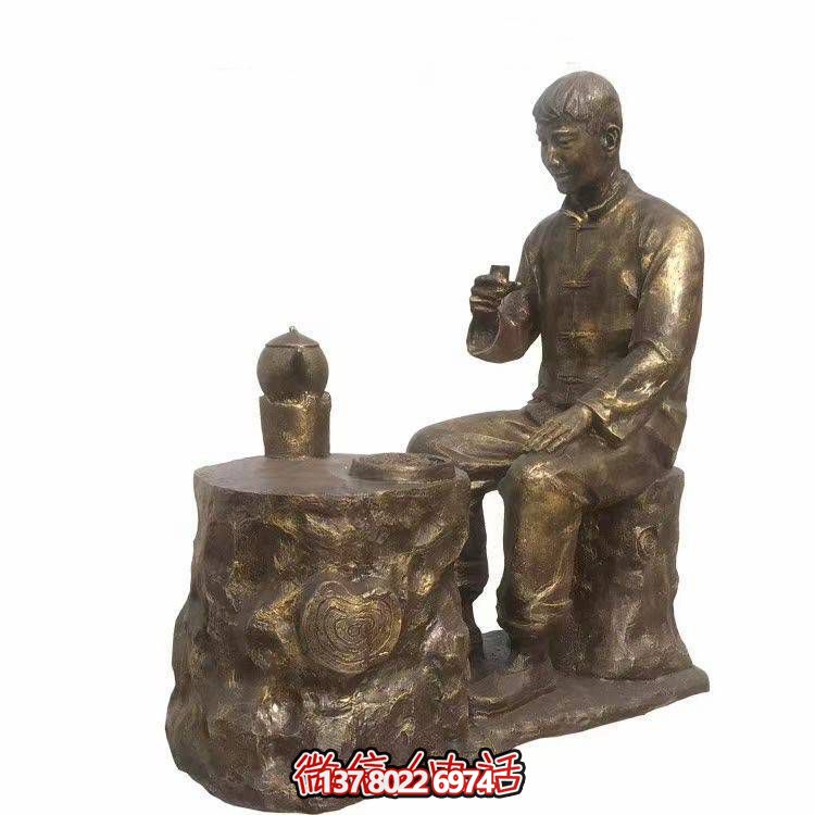 仿铜玻璃钢人物小品雕塑，景观户外公园装饰