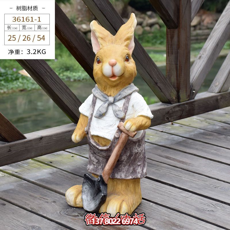 只呆萌卡通树脂兔子雕塑