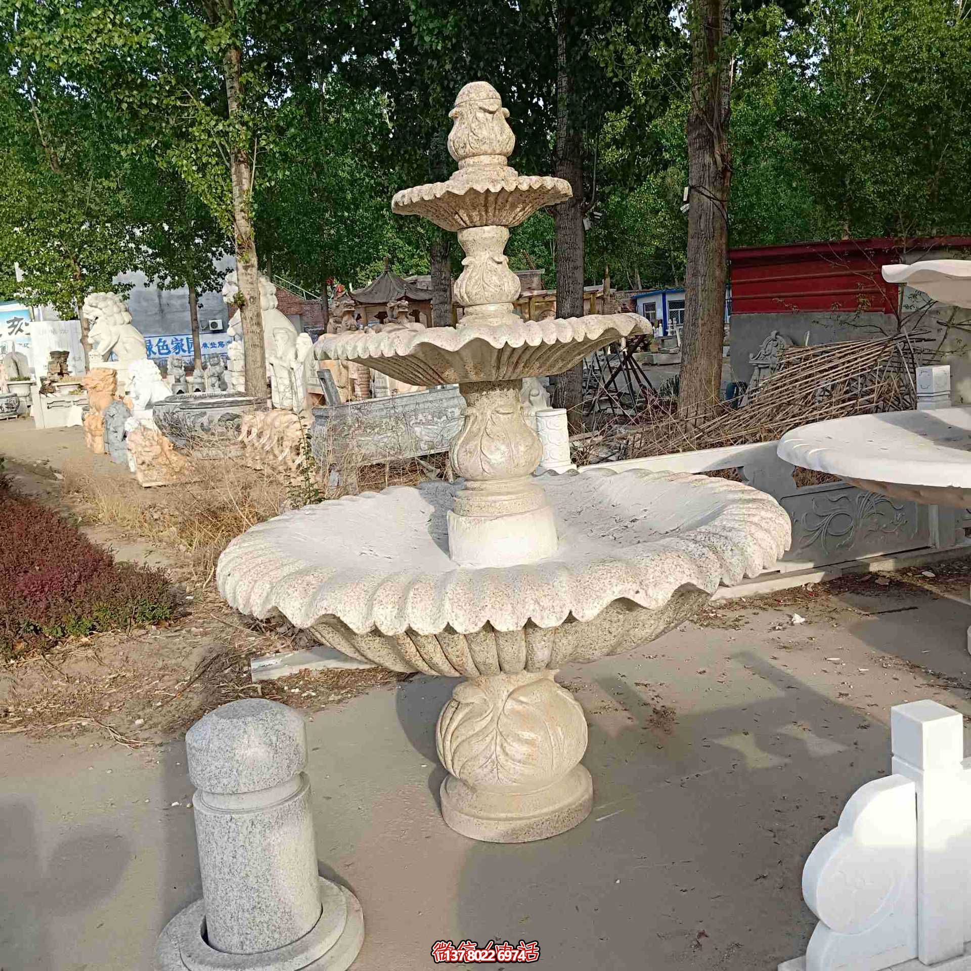 精美多层大理石风水球喷泉雕塑