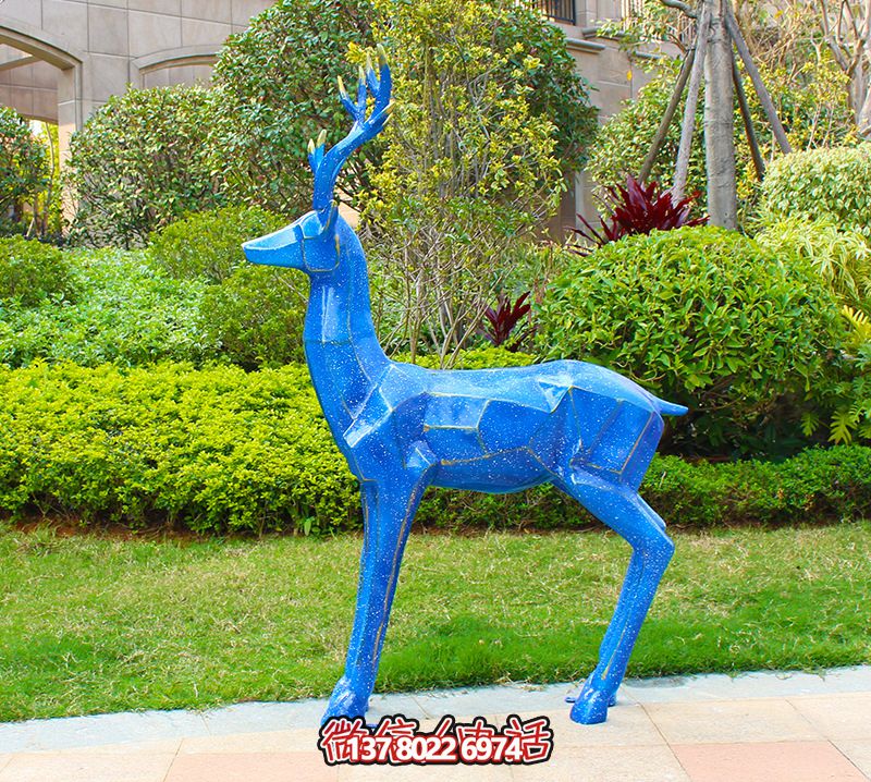 玻璃钢雕塑装饰——创意蓝色梅花鹿