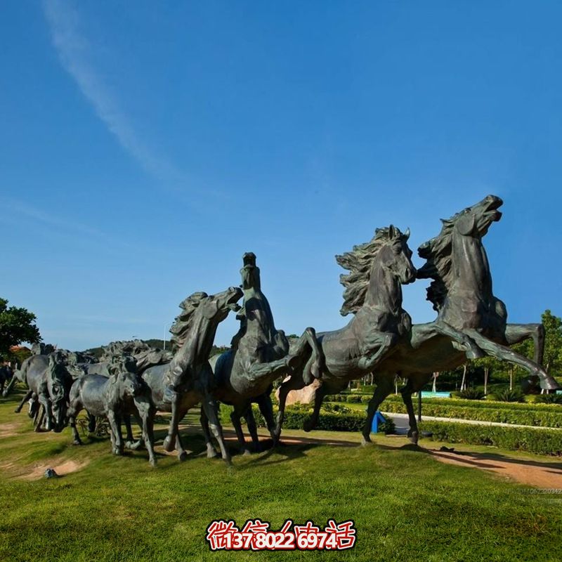 不锈钢仿古马雕塑万马奔腾，重现古老传奇