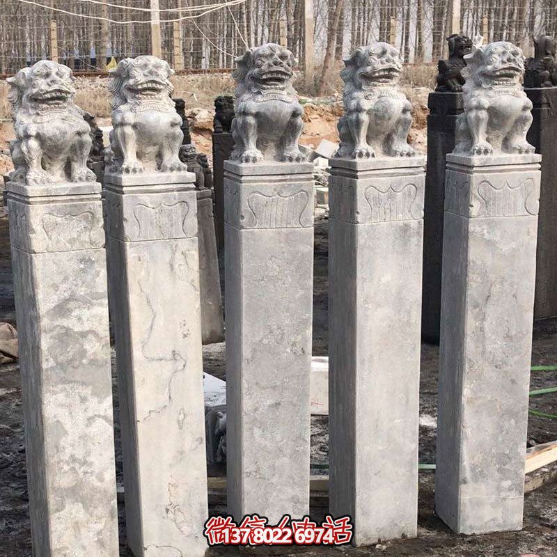 精美大理石狮子拴马柱，点缀庭院园林