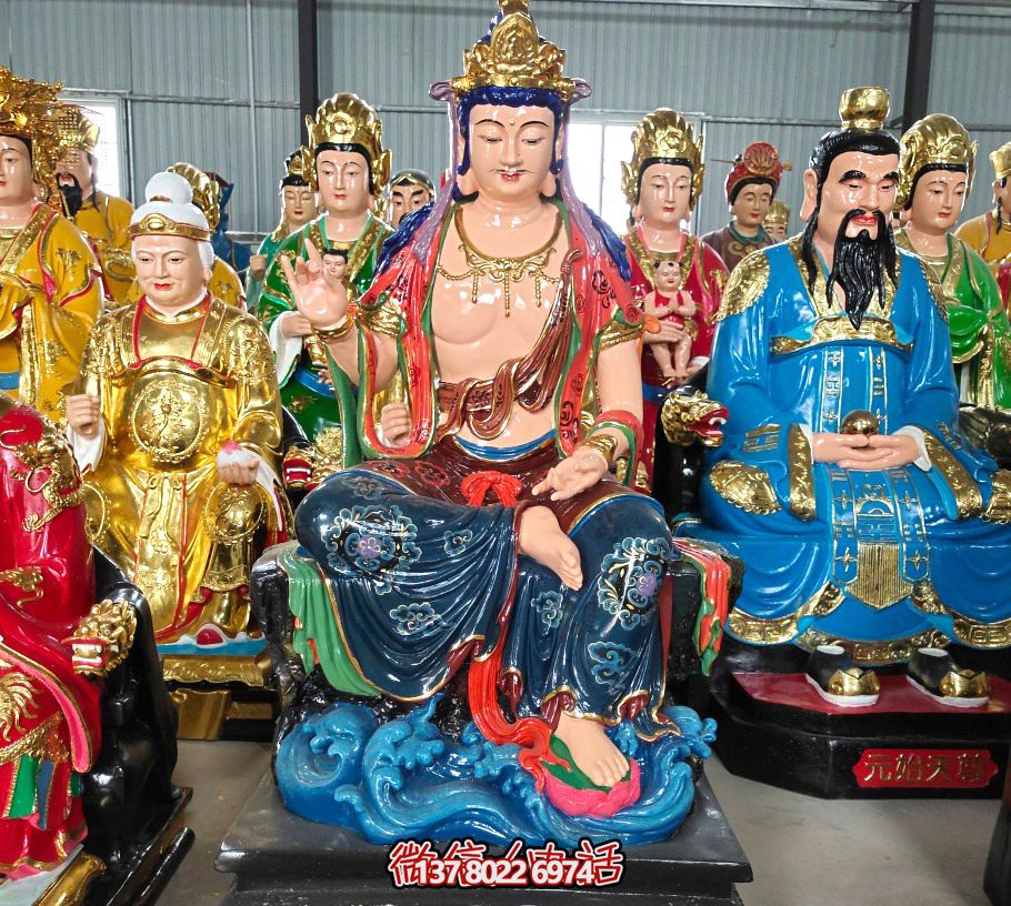 仿真大型玻璃钢降妖钟馗彩绘人物雕塑