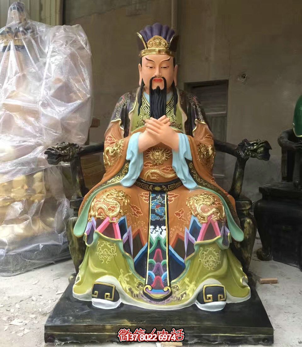 玻璃钢彩绘神佛供奉三官雕塑