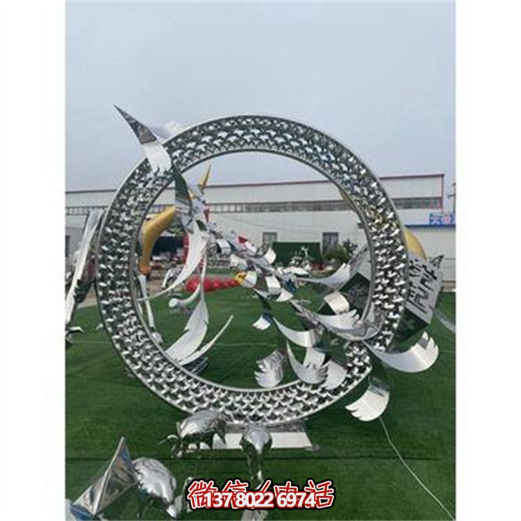 不锈钢户外景观镂空圆环雕塑