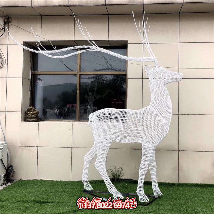 公园照明不锈钢大型镂空网格梅花鹿装饰灯