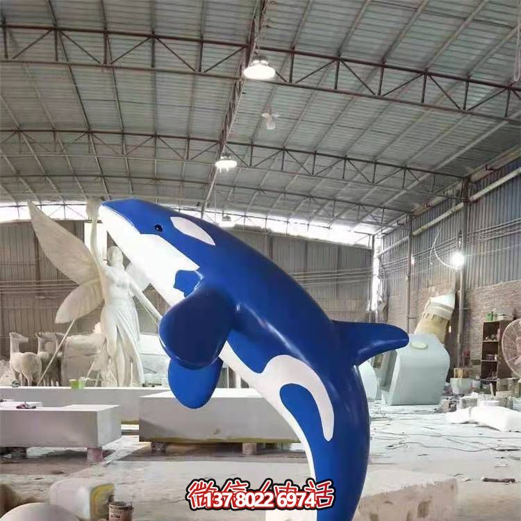 海洋馆玻璃钢彩绘鲸鱼景观雕塑