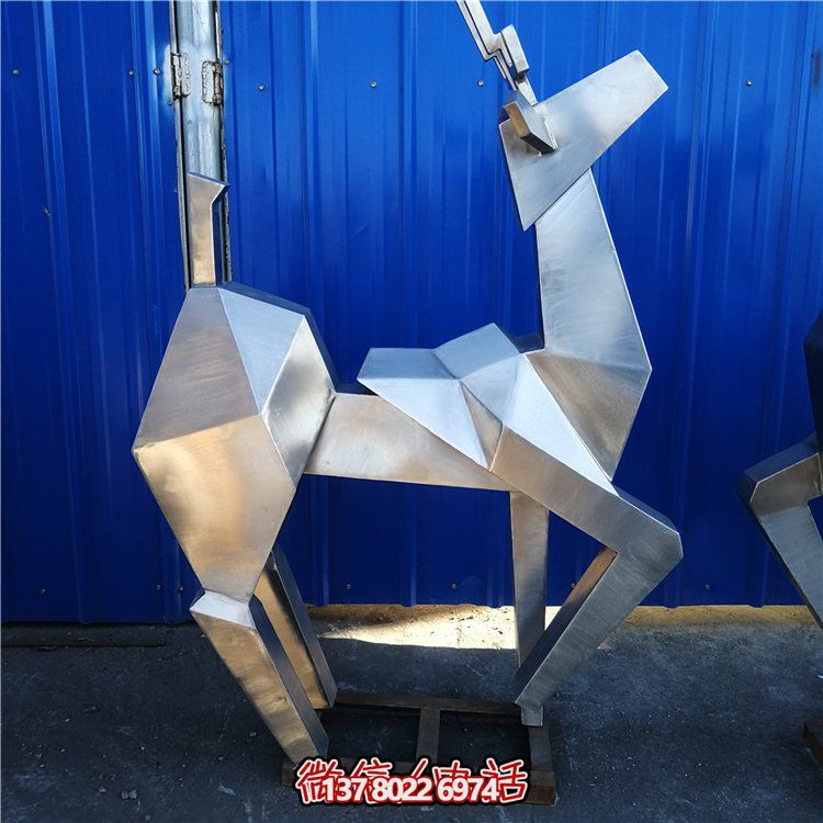 不锈钢几何梅花鹿雕塑