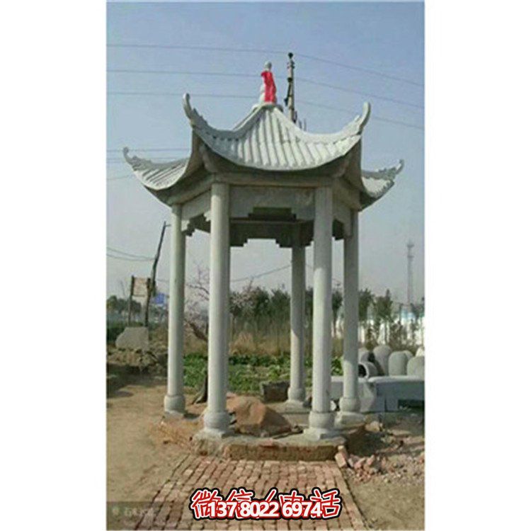 精美雕刻石头凉亭，享受乘凉休息的乐趣