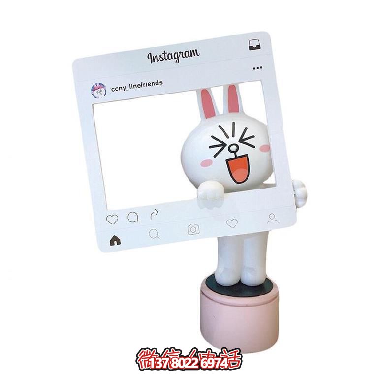 欧式室内装饰玻璃钢兔子雕塑电玩相框