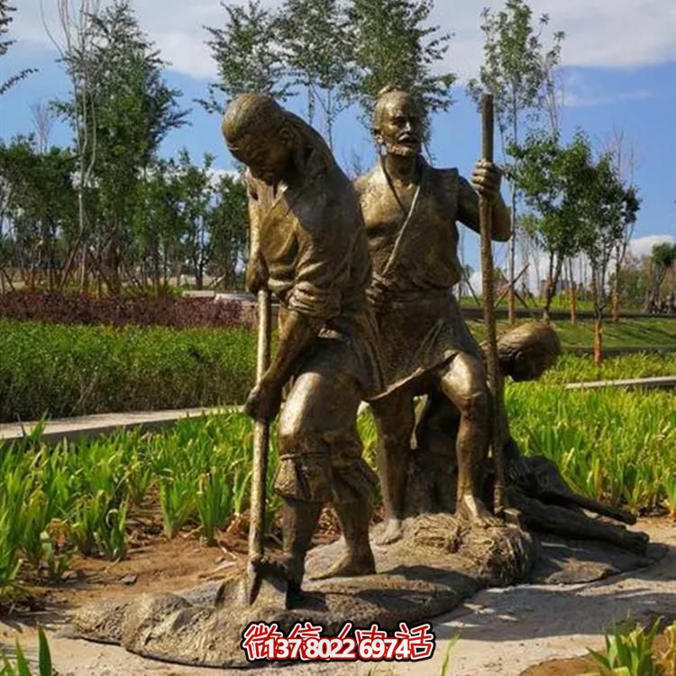 仿铜雕塑人物玻璃钢园林农场装饰