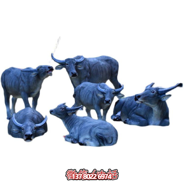 玻璃钢仿真动物牧童骑水牛雕塑摆件