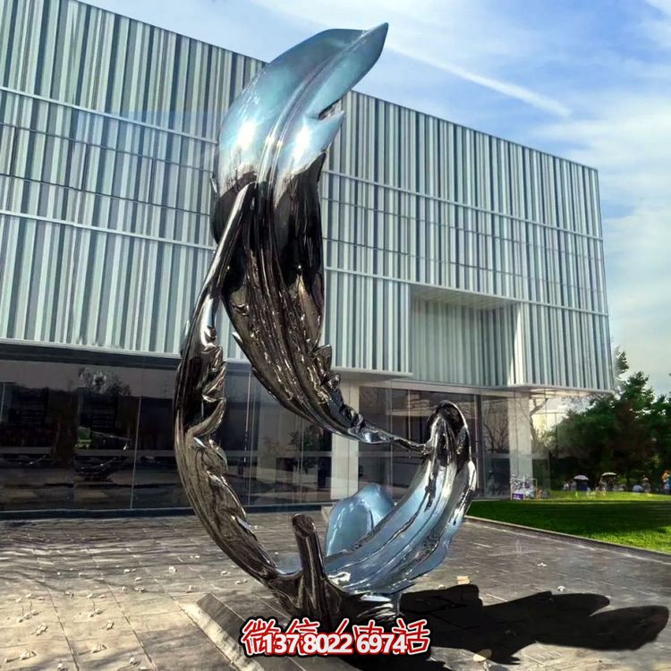 大型不锈钢羽毛抽象雕塑