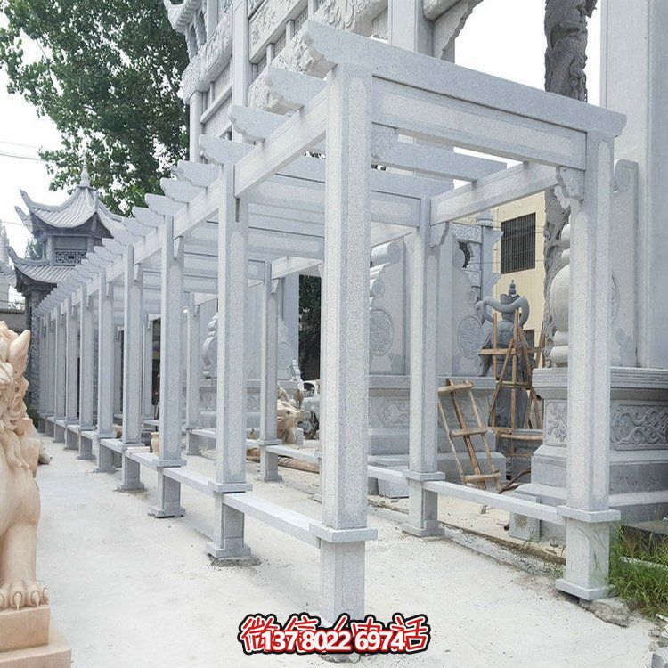 精美大理石石雕装饰长廊，美化小区户外环境