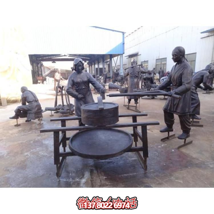 玻璃钢仿铜情景户外园林人物小品