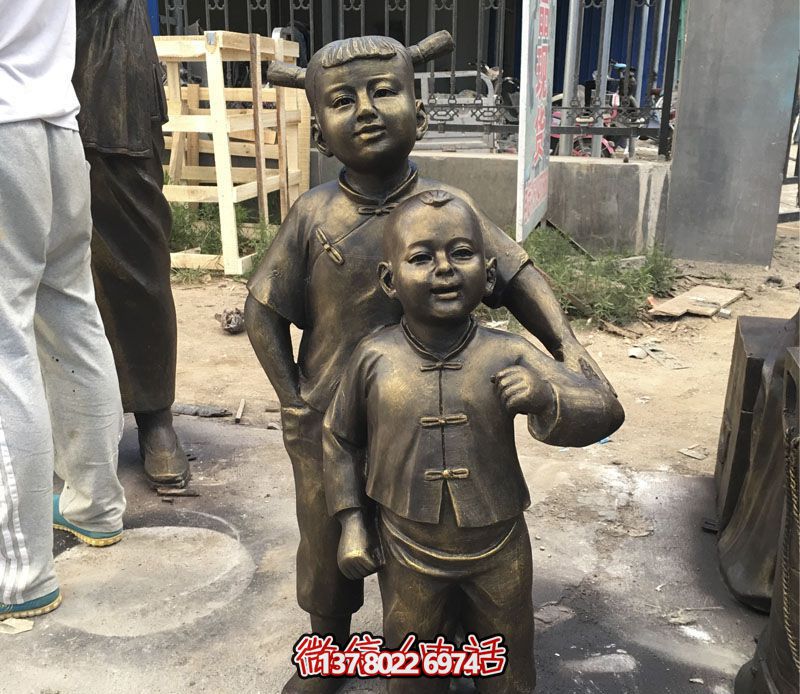 古代铜雕童趣可爱儿童雕塑