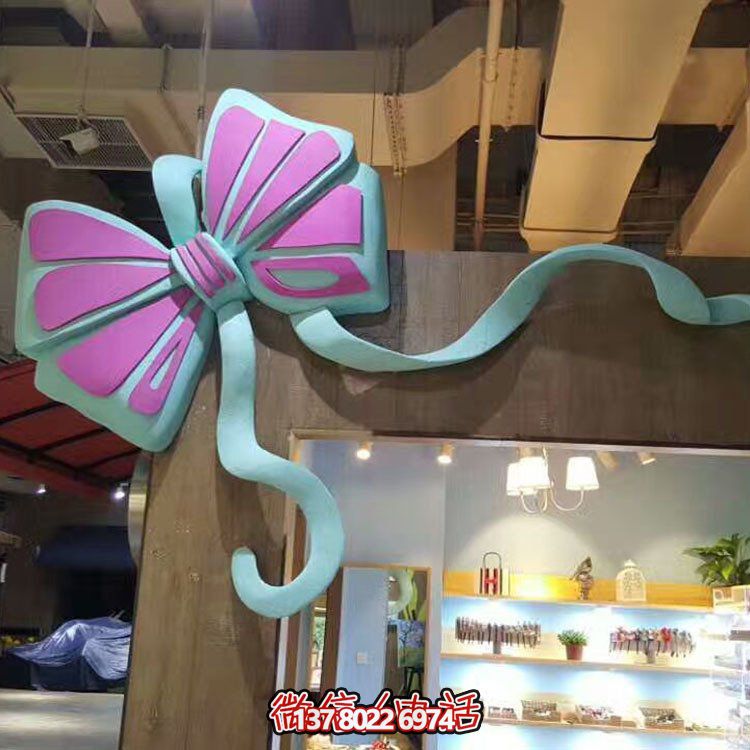 精美玻璃钢卡通彩绘蝴蝶结雕塑